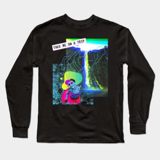 Soultrip Trip Wasserfall Glitch Fun Vaporwave God Long Sleeve T-Shirt